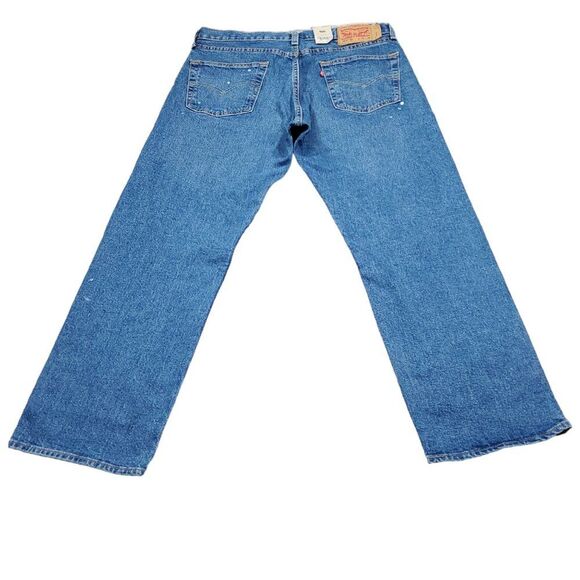 Levi's 501 '93 Straight Fit Paint Splatter Jeans Blue Y2k Size 34 x 30 - Picture 3 of 13